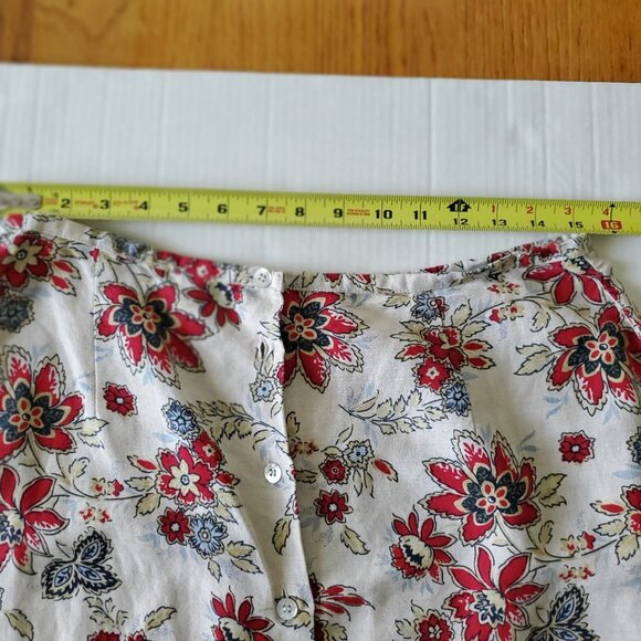 Emma James Floral Linen Rayon Blend Button Up the Front Skirt Size 12 - Picture 9 of 14